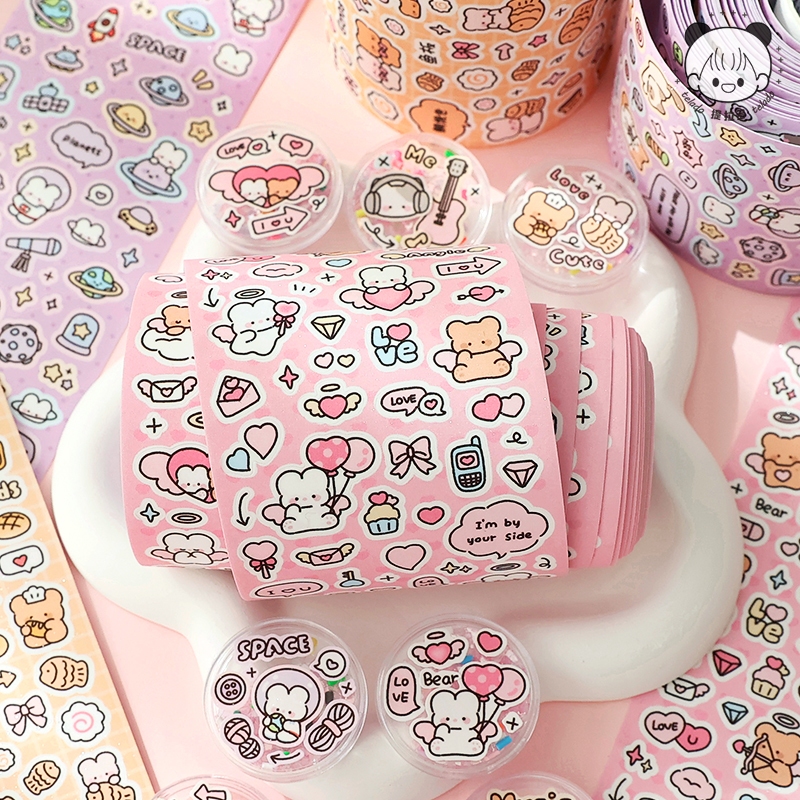 Mr. Paper  500cm/cuộn Băng keo Thỏ con Con gấu Động vật hoạt hình mini Biểu tượng Chữ viết Đã được cắt Sáng tạo tài khoản Nguyên liệu ghép đôi goolka Hình tượng DIY Trang trí băng