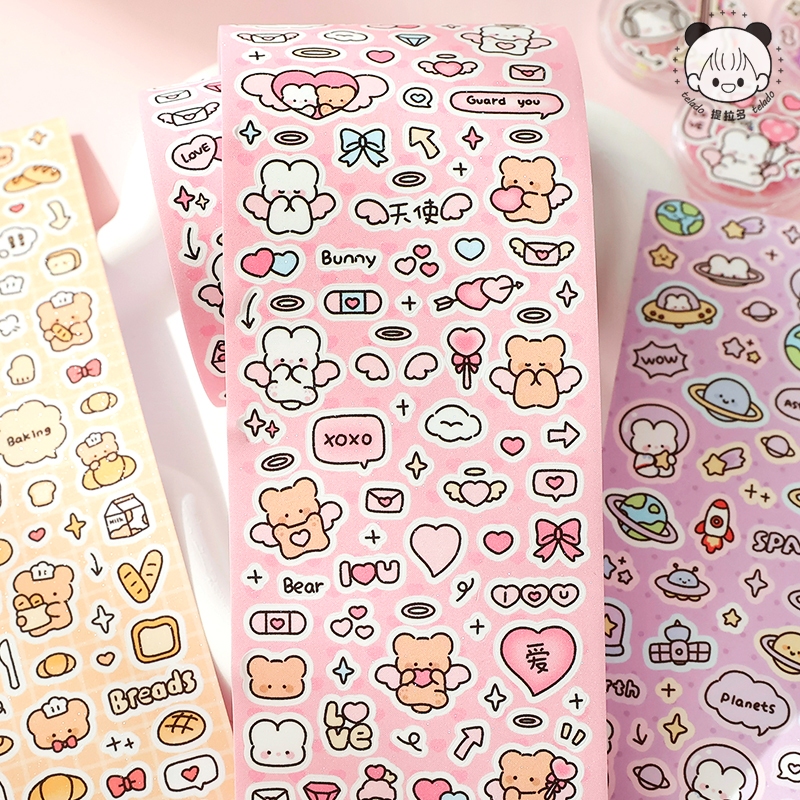 Mr. Paper  500cm/cuộn Băng keo Thỏ con Con gấu Động vật hoạt hình mini Biểu tượng Chữ viết Đã được cắt Sáng tạo tài khoản Nguyên liệu ghép đôi goolka Hình tượng DIY Trang trí băng