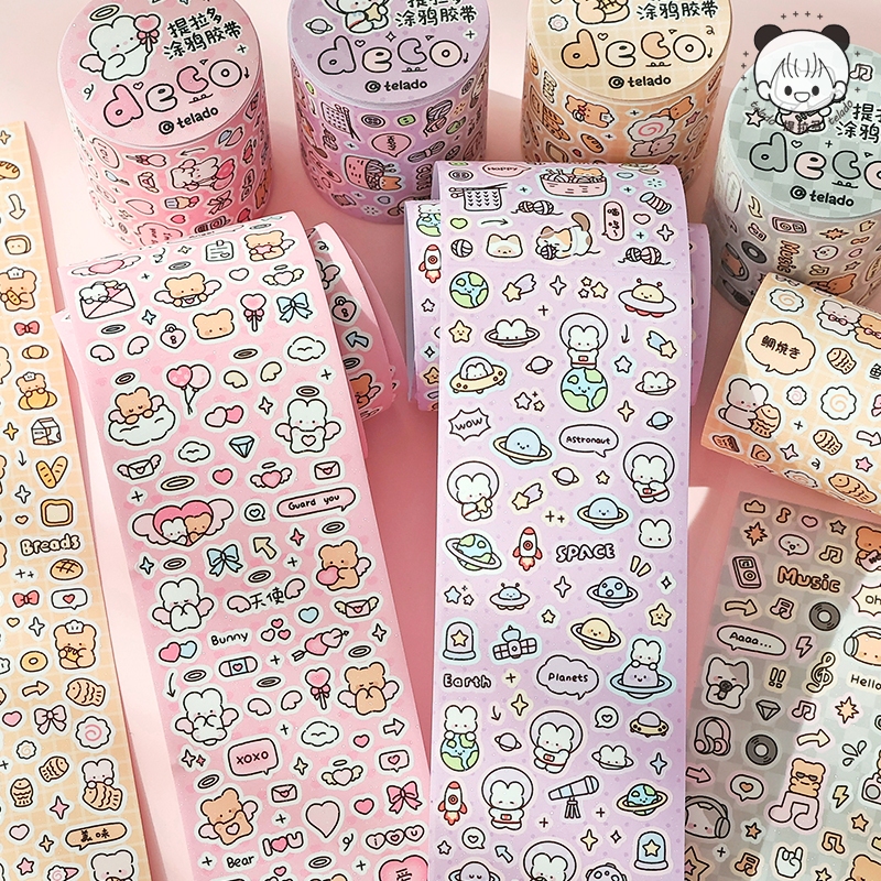 Mr. Paper  500cm/cuộn Băng keo Thỏ con Con gấu Động vật hoạt hình mini Biểu tượng Chữ viết Đã được cắt Sáng tạo tài khoản Nguyên liệu ghép đôi goolka Hình tượng DIY Trang trí băng