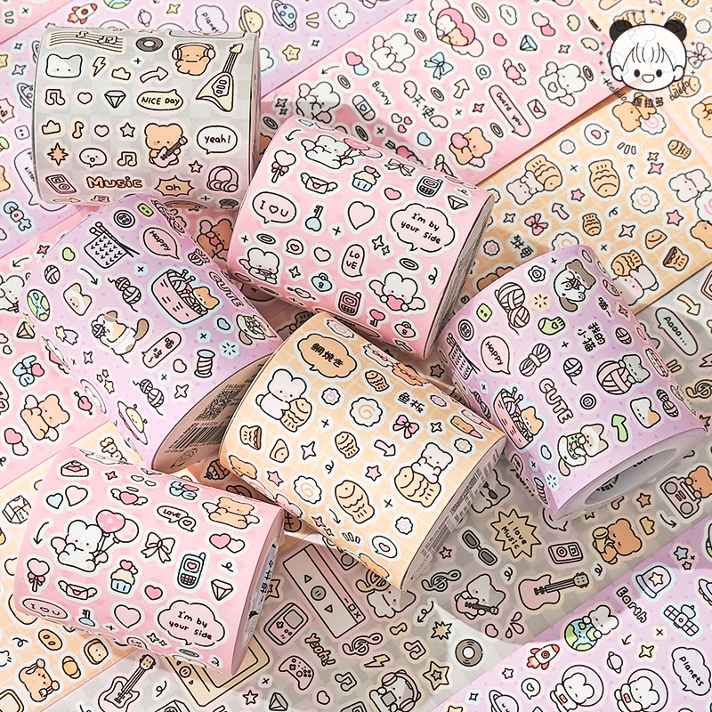 Mr. Paper  500cm/cuộn Băng keo Thỏ con Con gấu Động vật hoạt hình mini Biểu tượng Chữ viết Đã được cắt Sáng tạo tài khoản Nguyên liệu ghép đôi goolka Hình tượng DIY Trang trí băng