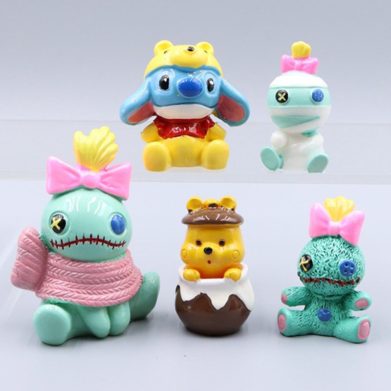 Bộ 5 Mô Hình Nhân Vật Phim Hoạt Hình lilo & stitch & pooh Bằng pvc 4-6cm