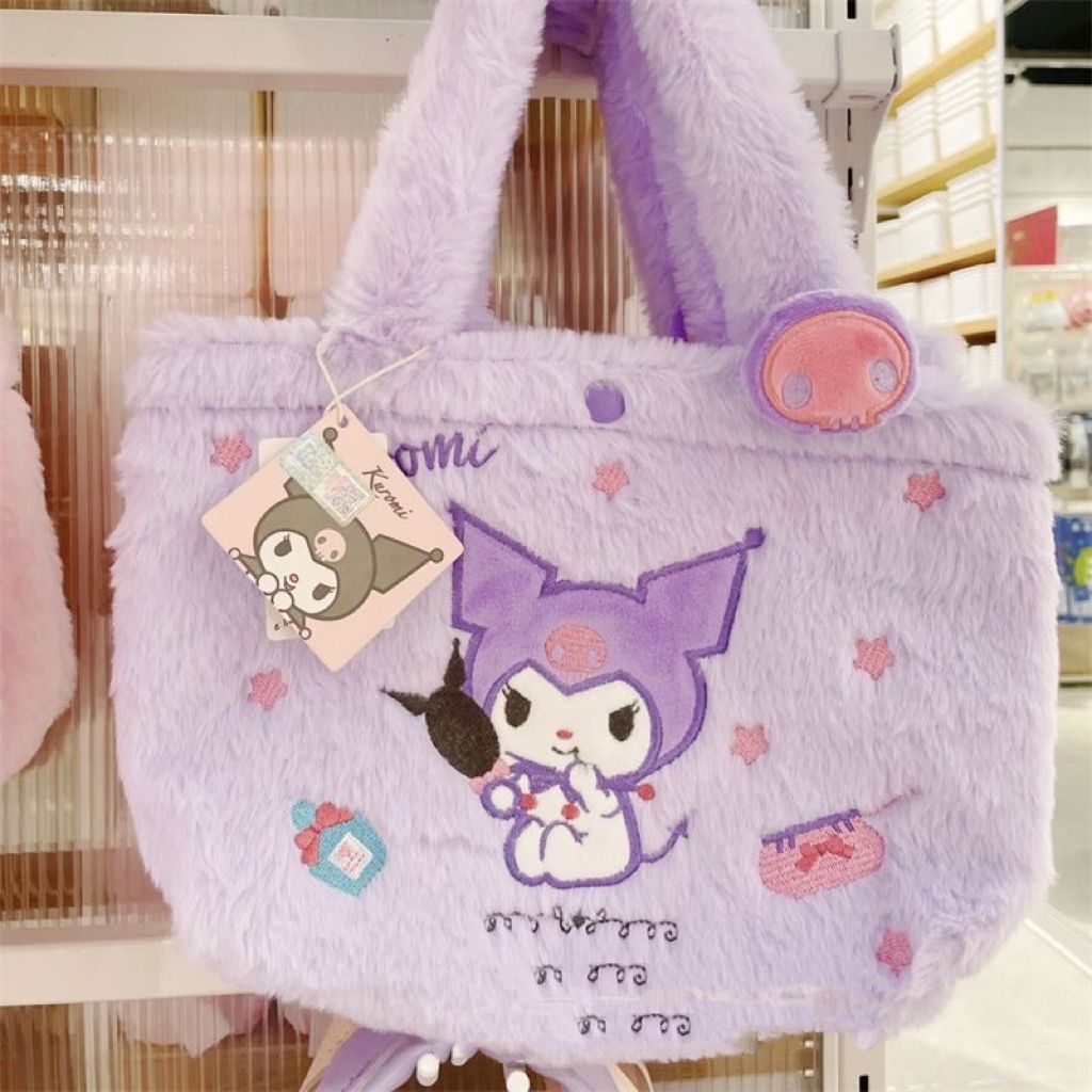 SANRIO Galcheer Túi Xách Phủ Bông Họa Tiết Hoạt Hình Nhiều Màu Sắc Phong Cách Nhật Bản Đáng Yêu