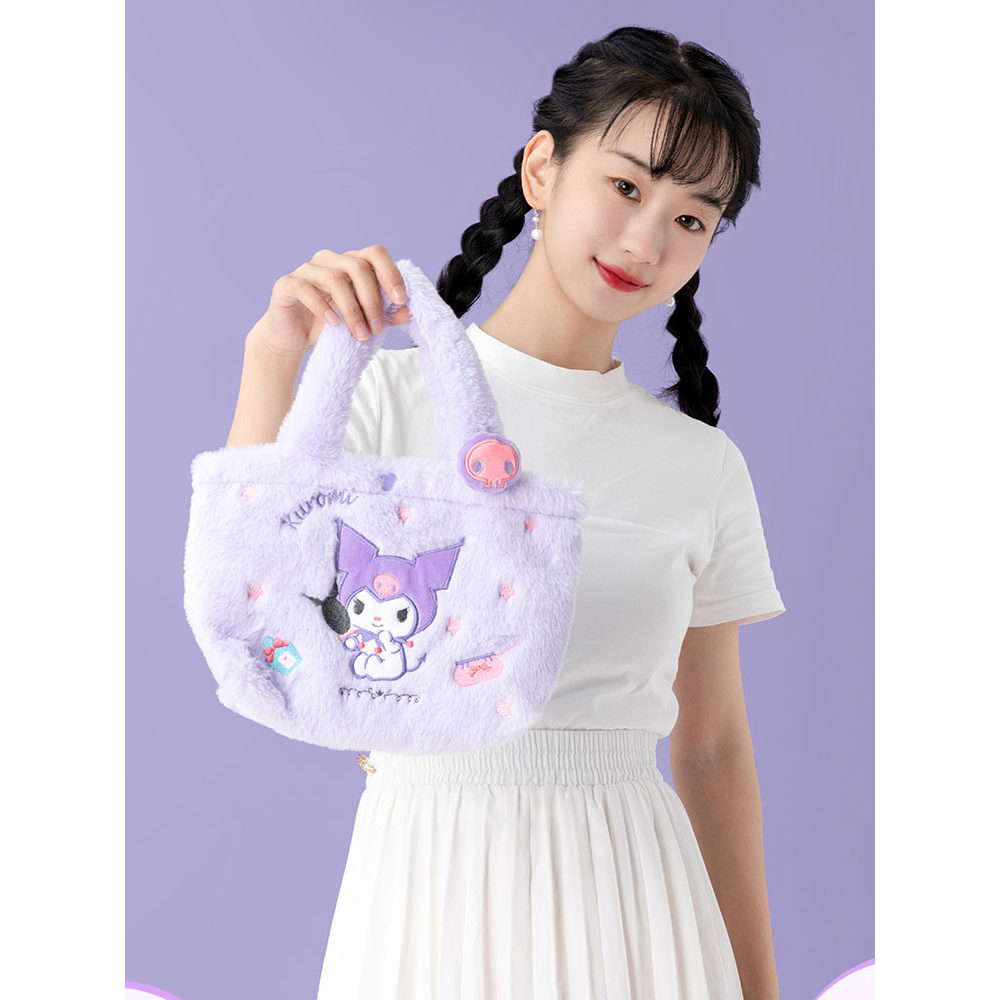 SANRIO Galcheer Túi Xách Phủ Bông Họa Tiết Hoạt Hình Nhiều Màu Sắc Phong Cách Nhật Bản Đáng Yêu