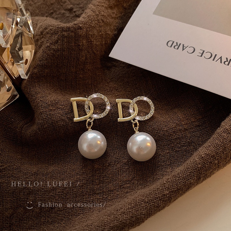 Bông tai Khuyên tai dáng dài đính ngọc trai thời trang Hàn Quốc cho nữ