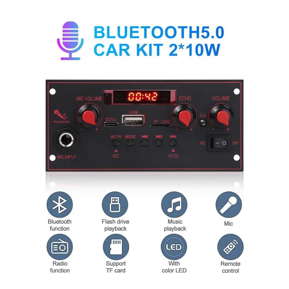 Bảng Mạch Khuếch Đại Âm Thanh 20w dc 5v bluetooth 6.5mm fm radio tf usb Cho Xe Hơi