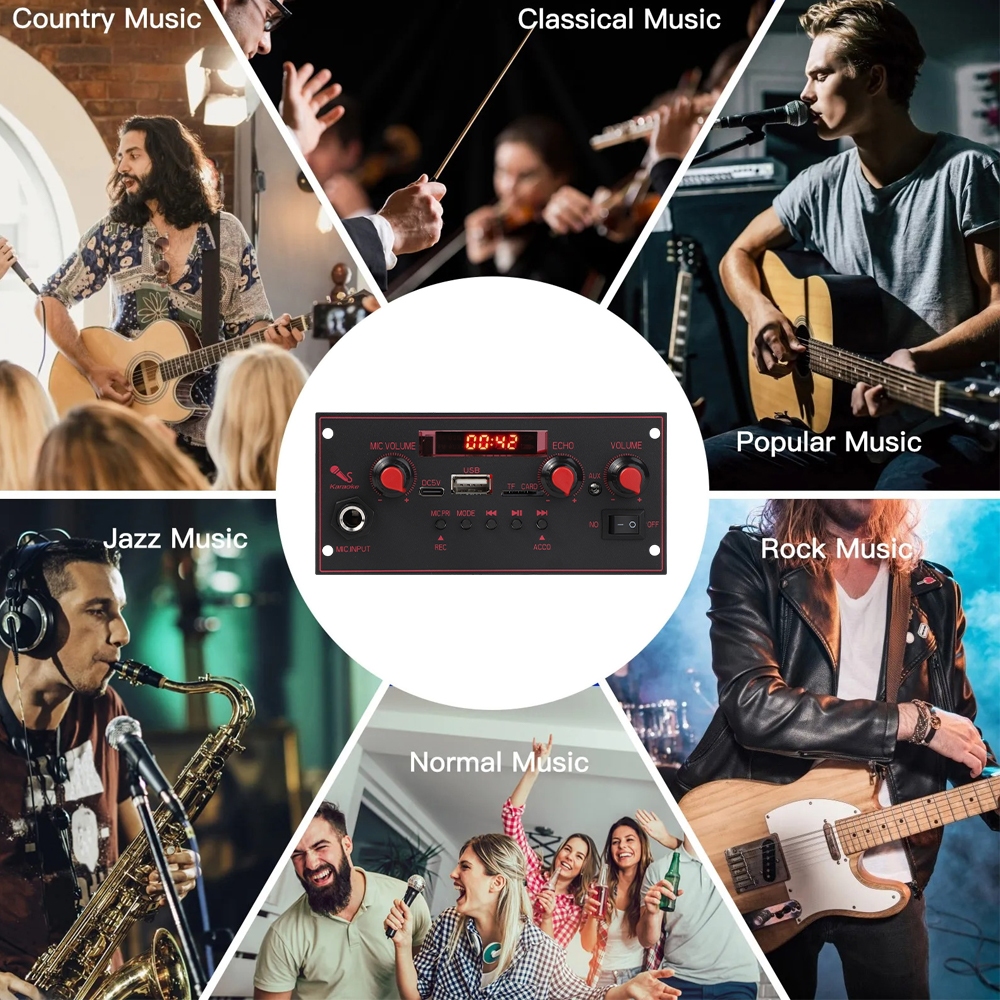 Bảng Mạch Khuếch Đại Âm Thanh 20w dc 5v bluetooth 6.5mm fm radio tf usb Cho Xe Hơi