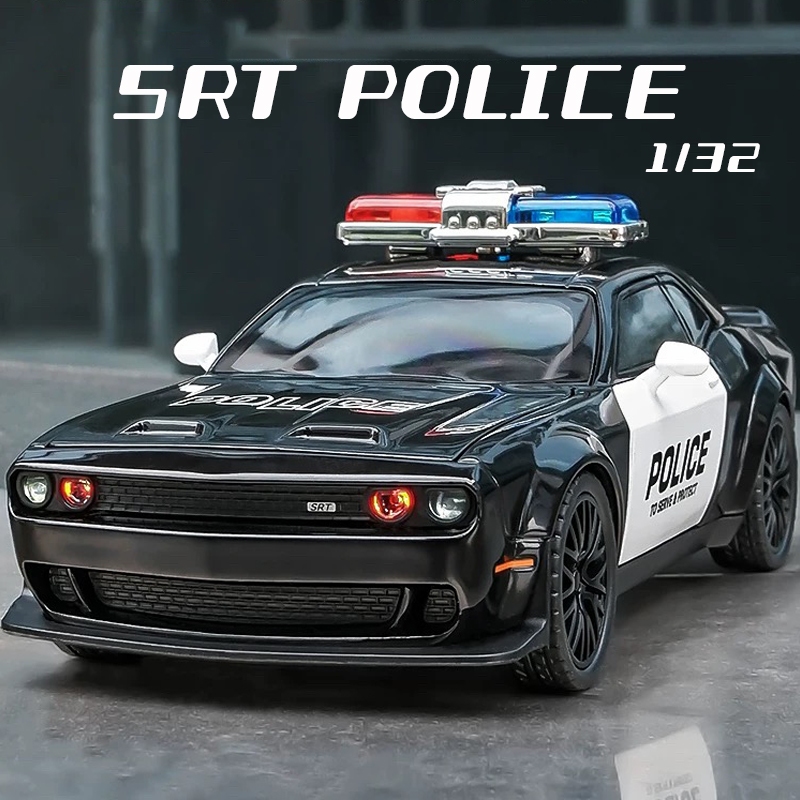 Tỉ Lệ 1: 32 Dodge Challenger SRT Cảnh Sát Hợp Kim Xe Mô Hình Diecast Xe Âm Thanh Ánh Sáng Xe Người Y