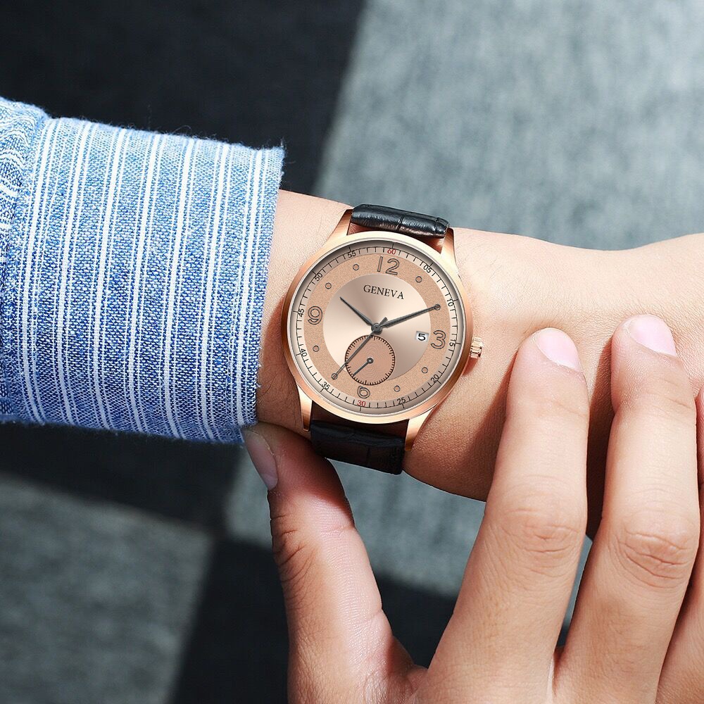 Đồng Hồ Đeo Tay Máy quartz Dây Thép Không Gỉ Hiển Thị Lịch Lớn Phong Cách Doanh Nhân Thời Trang Cho Nam