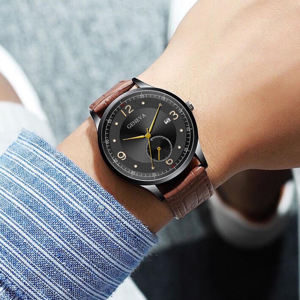 Đồng Hồ Đeo Tay Máy quartz Dây Thép Không Gỉ Hiển Thị Lịch Lớn Phong Cách Doanh Nhân Thời Trang Cho Nam