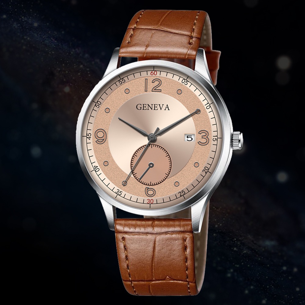 Đồng Hồ Đeo Tay Máy quartz Dây Thép Không Gỉ Hiển Thị Lịch Lớn Phong Cách Doanh Nhân Thời Trang Cho Nam