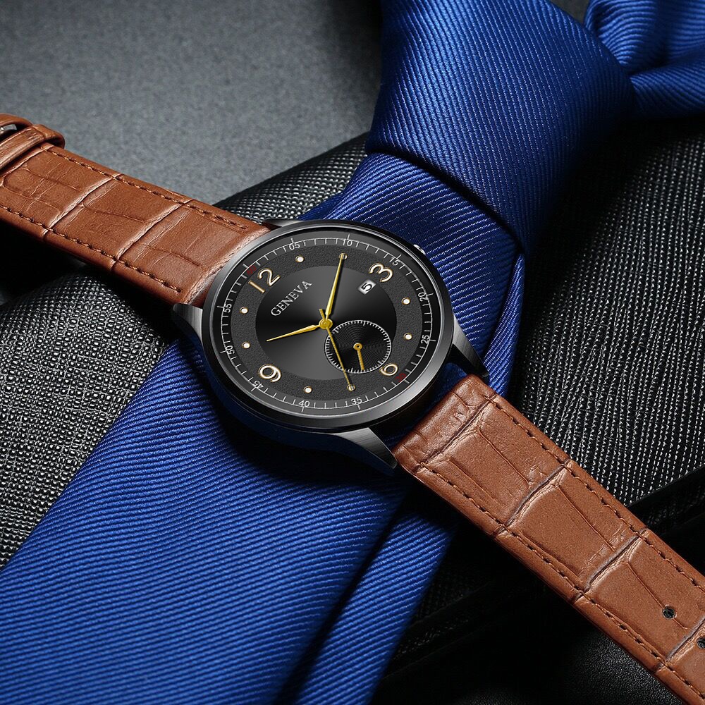 Đồng Hồ Đeo Tay Máy quartz Dây Thép Không Gỉ Hiển Thị Lịch Lớn Phong Cách Doanh Nhân Thời Trang Cho Nam