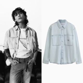 CK BTS Jeon Jung Kook Áo sơ mi Denim dài tay kiểu dáng cho cặp đôi bé trai bé gái