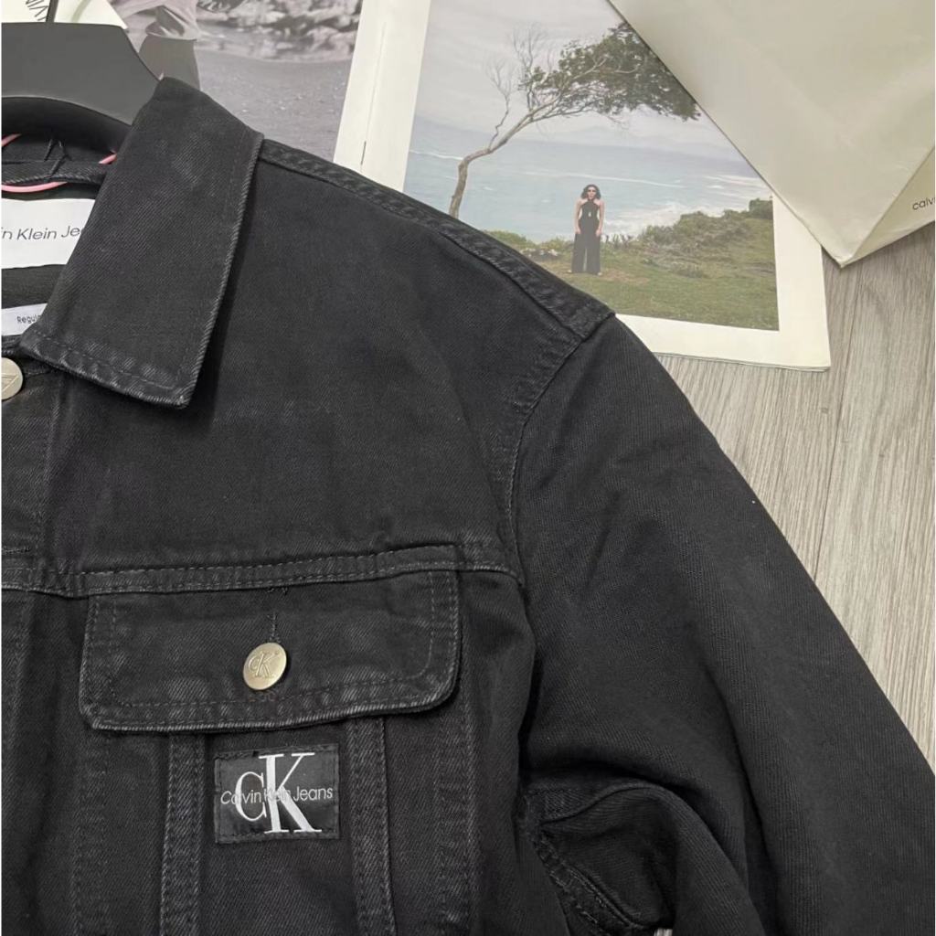 BTS Jung kook Áo Khoác denim Màu Đen Phong Cách retro Cho Cặp Đôi