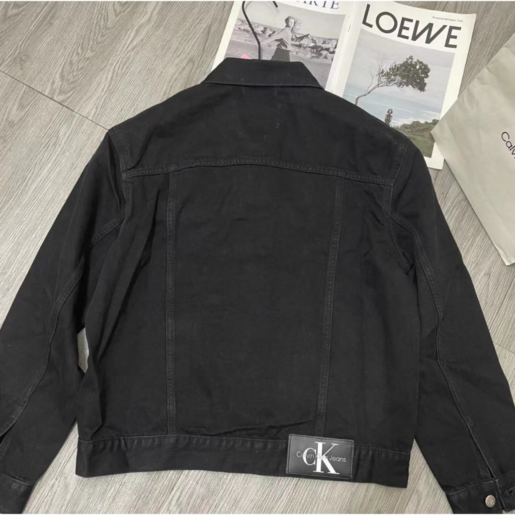 BTS Jung kook Áo Khoác denim Màu Đen Phong Cách retro Cho Cặp Đôi