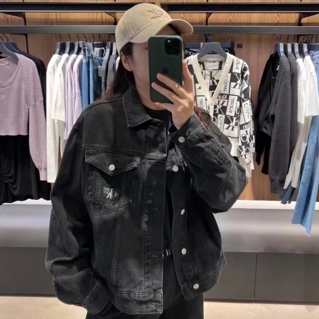BTS Jung kook Áo Khoác denim Màu Đen Phong Cách retro Cho Cặp Đôi