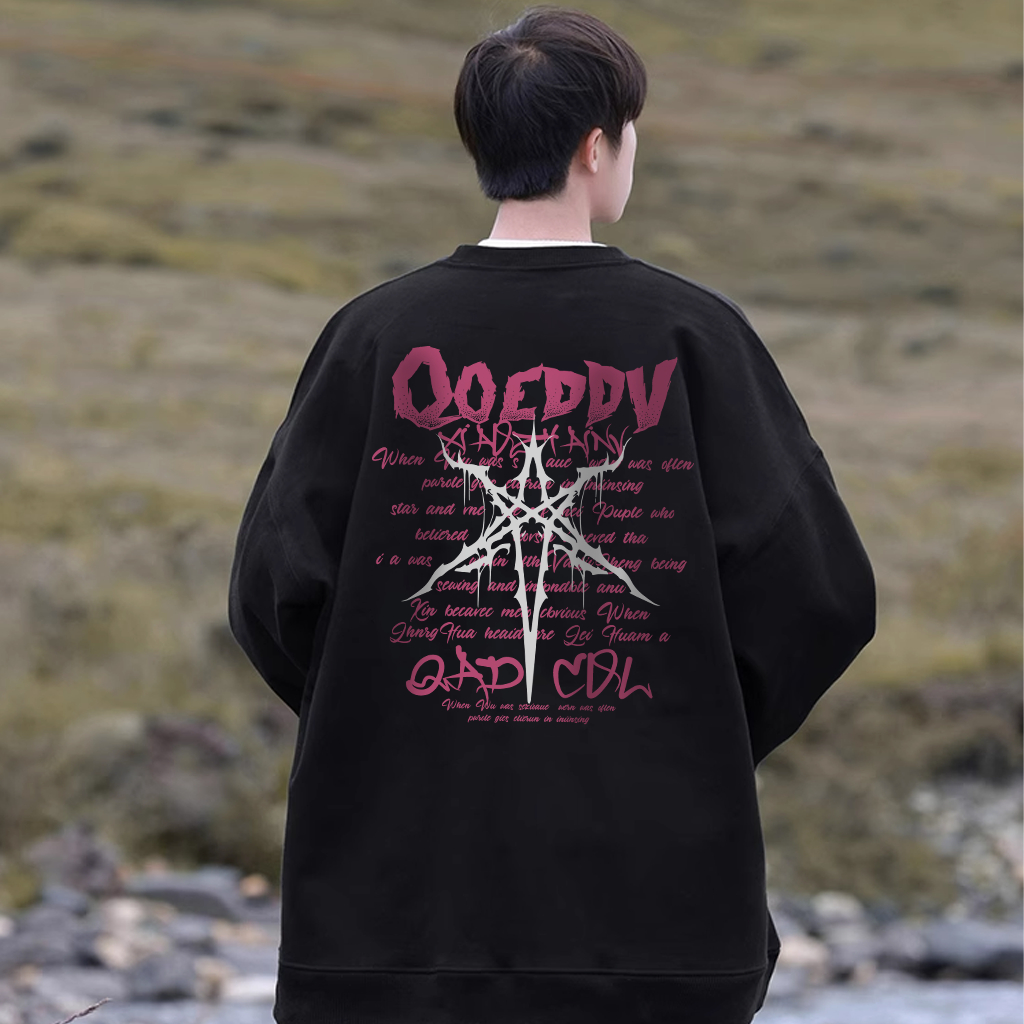 Áo sweater nam BEEYANBUY form rộng thời trang ngôi sao sáu cánh in hình unisex 100% cotton-Y0525