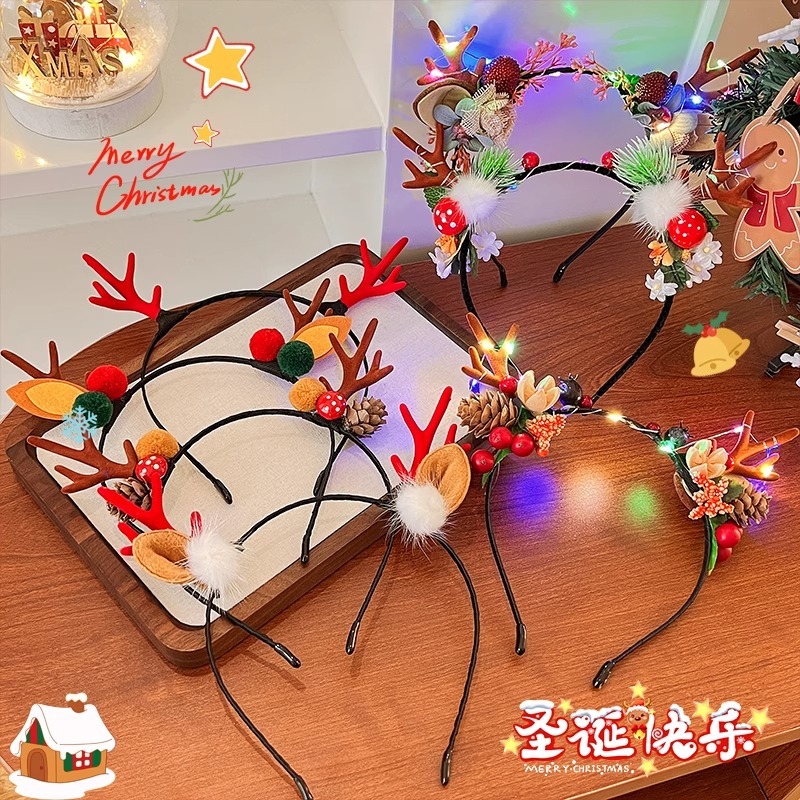Mới Kẹp Tóc Hình Sừng Hươu Phong Cách Giáng Sinh Cho Bé Gái Không Đau