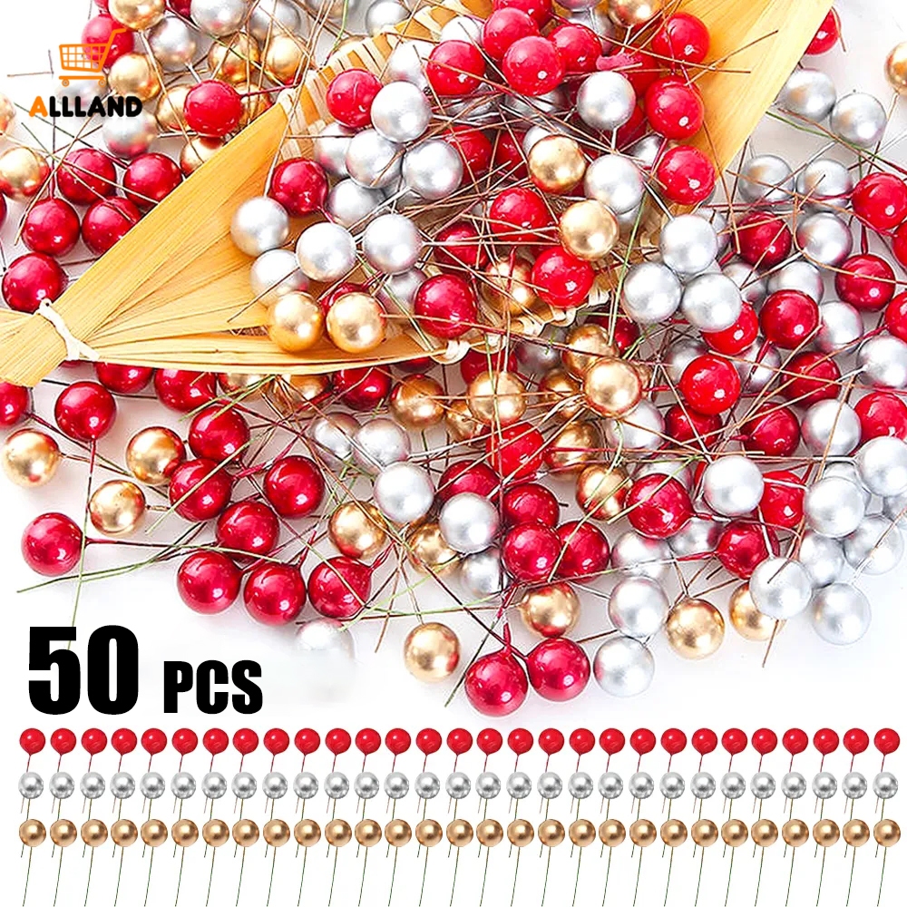 Set 50 Quả cherry Giả Bằng Nhựa Dùng Trang Trí Giáng Sinh