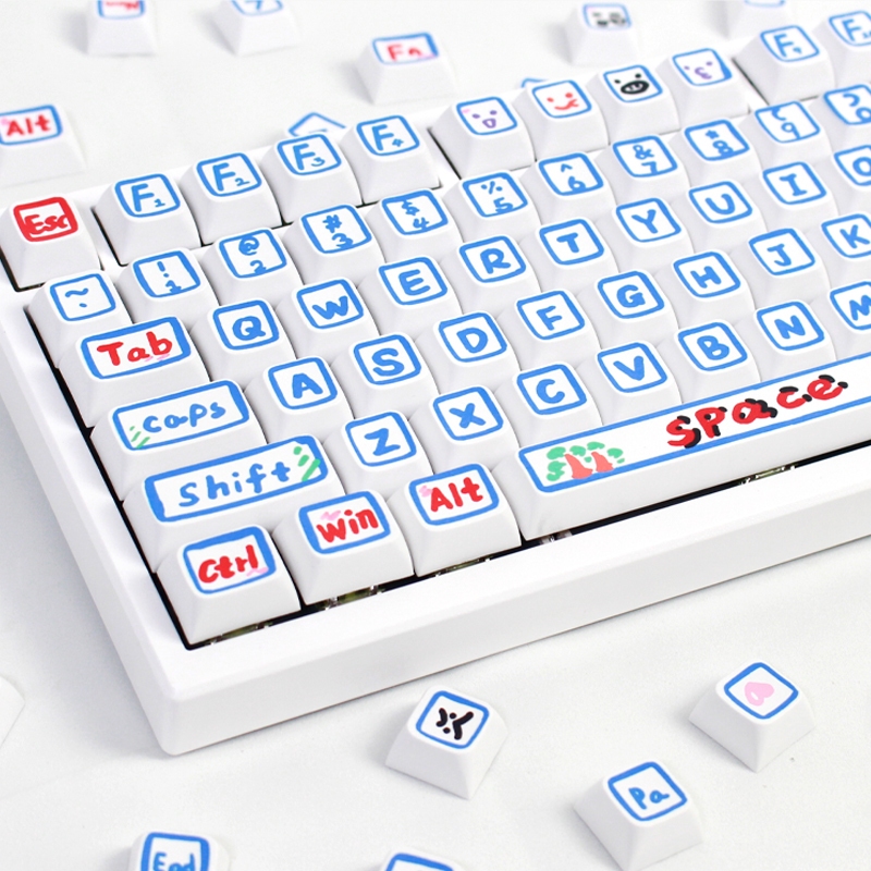 GMK Vẽ Tay Keycap, 127 Phím Keycaps PBT XDA Hồ Sơ DYE-SUB Cá Tính Cho MX Công Tắc Bàn Phím Cơ