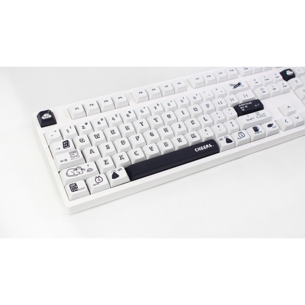 GMK Đen Hoạt Hình Keycap, 130 Phím Keycaps PBT XDA Profile DYE-SUB Cá Tính Cho MX Công Tắc Bàn Phím Cơ