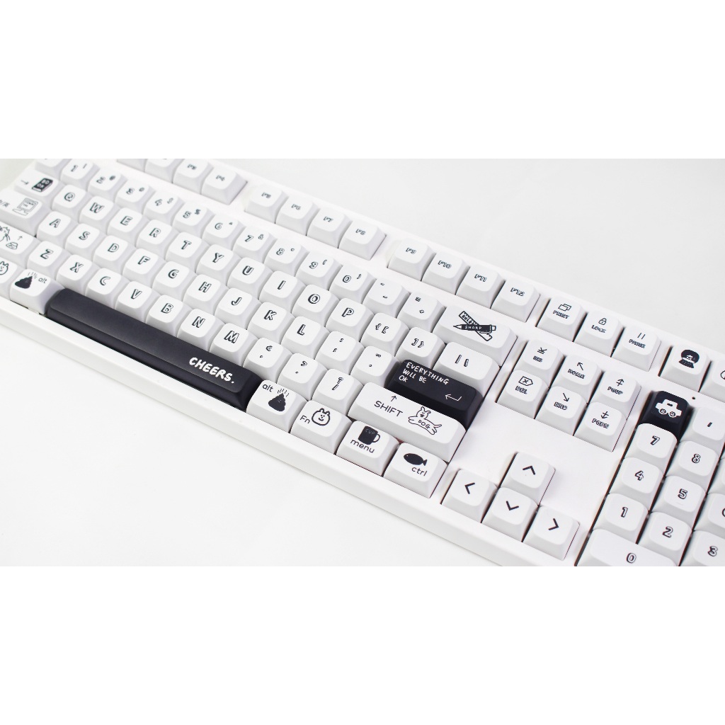 GMK Đen Hoạt Hình Keycap, 130 Phím Keycaps PBT XDA Profile DYE-SUB Cá Tính Cho MX Công Tắc Bàn Phím Cơ