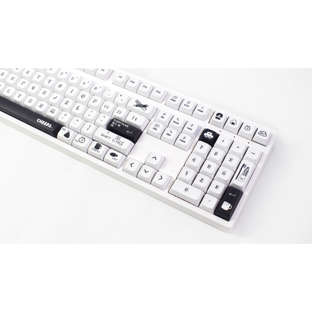 GMK Đen Hoạt Hình Keycap, 130 Phím Keycaps PBT XDA Profile DYE-SUB Cá Tính Cho MX Công Tắc Bàn Phím Cơ
