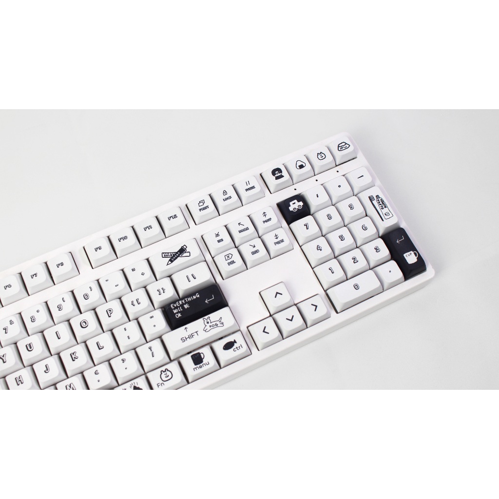 GMK Đen Hoạt Hình Keycap, 130 Phím Keycaps PBT XDA Profile DYE-SUB Cá Tính Cho MX Công Tắc Bàn Phím Cơ