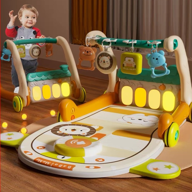 Babyfair. Thảm đàn nhạc cho bé sơ sinh nằm chơi kết hợp xe đẩy tập đi 2in1, piano kích thích giác quan thông minh