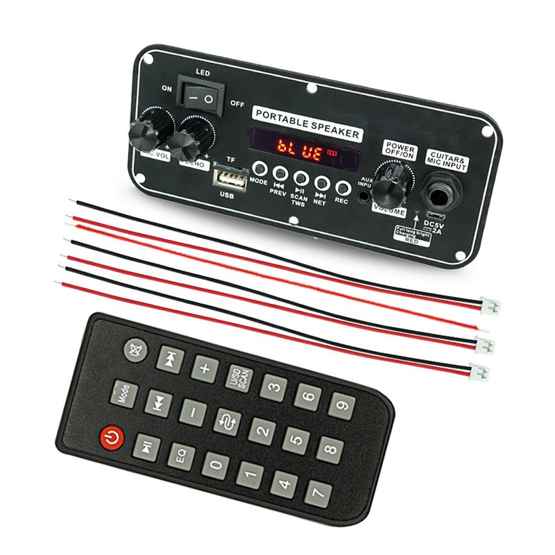 Bảng Mạch Khuếch Đại Âm Thanh 10w bluetooth 5.0 mp3 3.7v diy Có Thể Sạc Lại Mô-Đun mp3 fm rgb tf usb mic Thu Âm