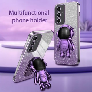 Ốp Điện Thoại Silicon Lấp Lánh Bling Cho Samsung Galaxy A14 A24 A34 A54 A73 A53 A33 A23 A13 A32 A72 A52 A52S 5G Phi Hành Gia Gấp Giá Đỡ Đứng Chống Sốc