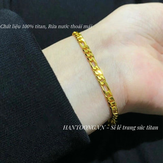 Lắc tay titan cao cấp không gỉ mạ vàng 24k thiết kế kiểu xích đơn giản thời trang dành cho nữ