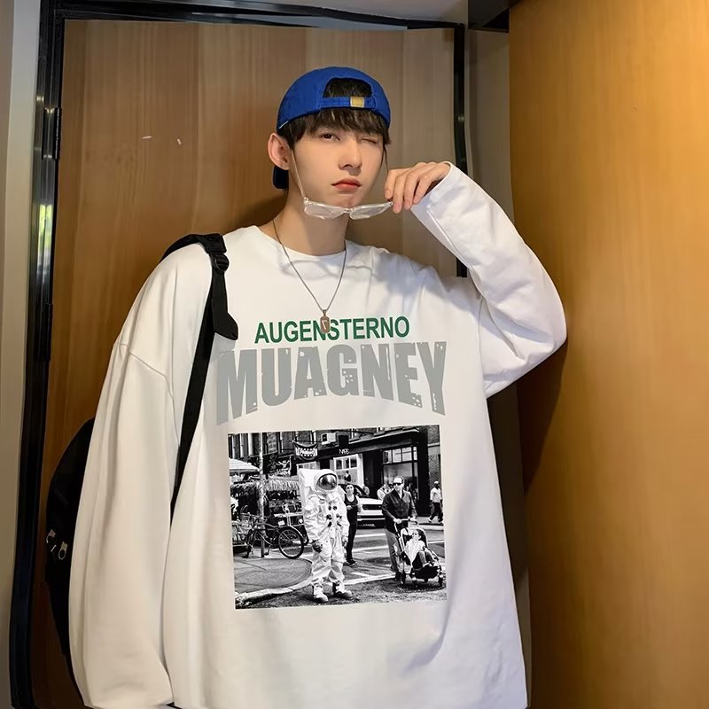 Áo sweater Tay Dài Cổ Thuyền In Chữ Phong Cách Thể Thao Thời Trang Mùa Thu Cho Nam