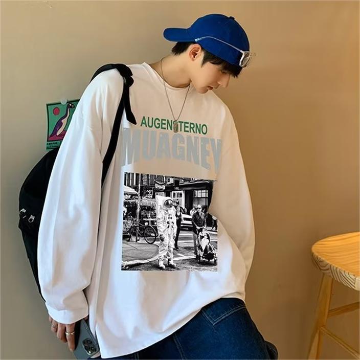 Áo sweater Tay Dài Cổ Thuyền In Chữ Phong Cách Thể Thao Thời Trang Mùa Thu Cho Nam