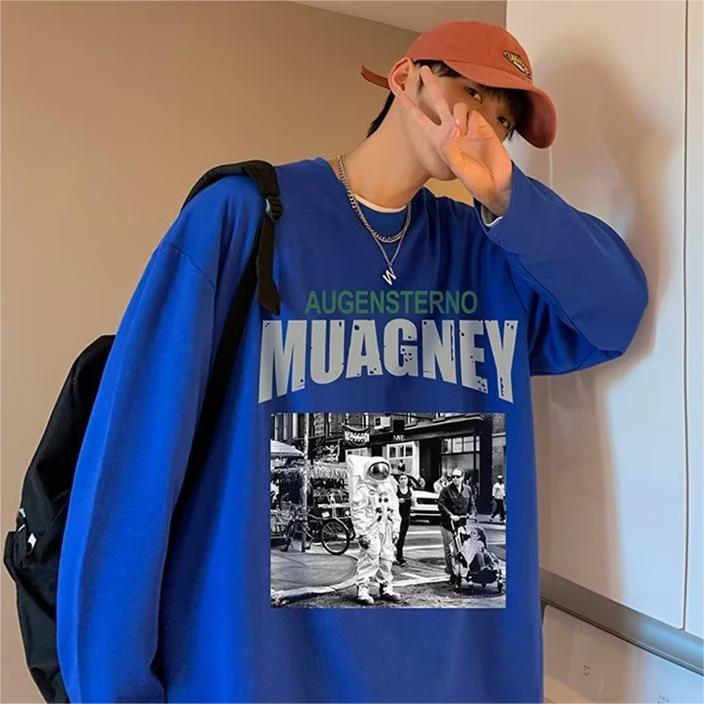 Áo sweater Tay Dài Cổ Thuyền In Chữ Phong Cách Thể Thao Thời Trang Mùa Thu Cho Nam