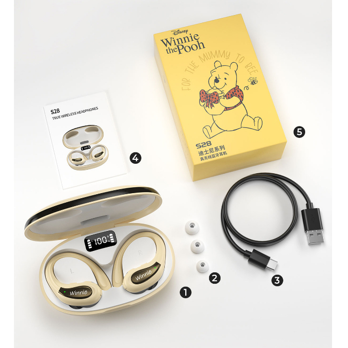 Tai nghe thể thao Disney S28 Không dây Bluetooth 5.3 Tai nghe TWS không thấm nước Hifi Tiếng ồn Micrô Hủy Micrô