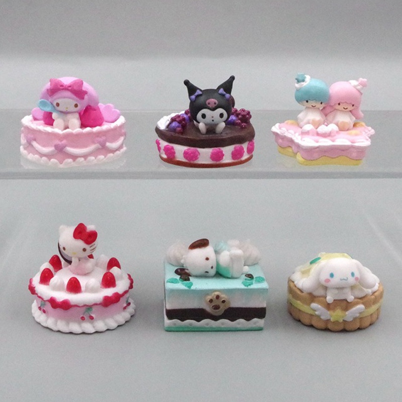 SANRIO Set 6 Mô Hình Mô Phỏng Nhân Vật Phim Hoạt Hình kuromi my melody pochacco hello kitty 2-3cm