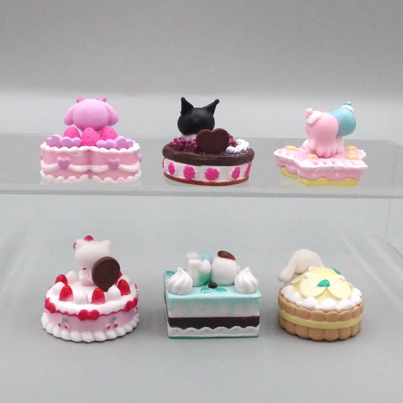 SANRIO Set 6 Mô Hình Mô Phỏng Nhân Vật Phim Hoạt Hình kuromi my melody pochacco hello kitty 2-3cm