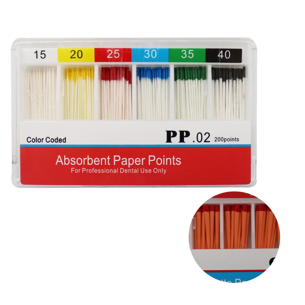 Bộ 200 Giấy Thấm Hút 02 / 04 / 06 Taylor 15-40 #  Dental Material Absorbent Paper Points
