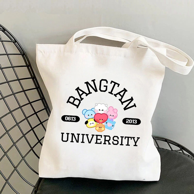 Túi tote Vải Hoạt Hình k-pop bt21 merchandise Dễ Thương | Túi Đeo Vai Phong Cách kpop bts merch | Sturdy Quà Tặng Siêu Bền Và Ánh Sáng Tuyệt Vời Độc Đáo