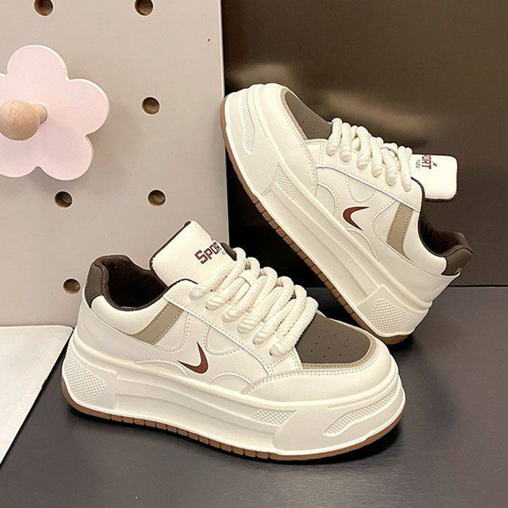 Giày Thể Thao Một Mảnh Thời Trang Năng Động⭐Merad Giày Bánh Mì Đế Dày Màu Nâu Phong Cách retro Mỹ Thời Trang Mùa Thu Mới Dành Cho Bạn Nữ