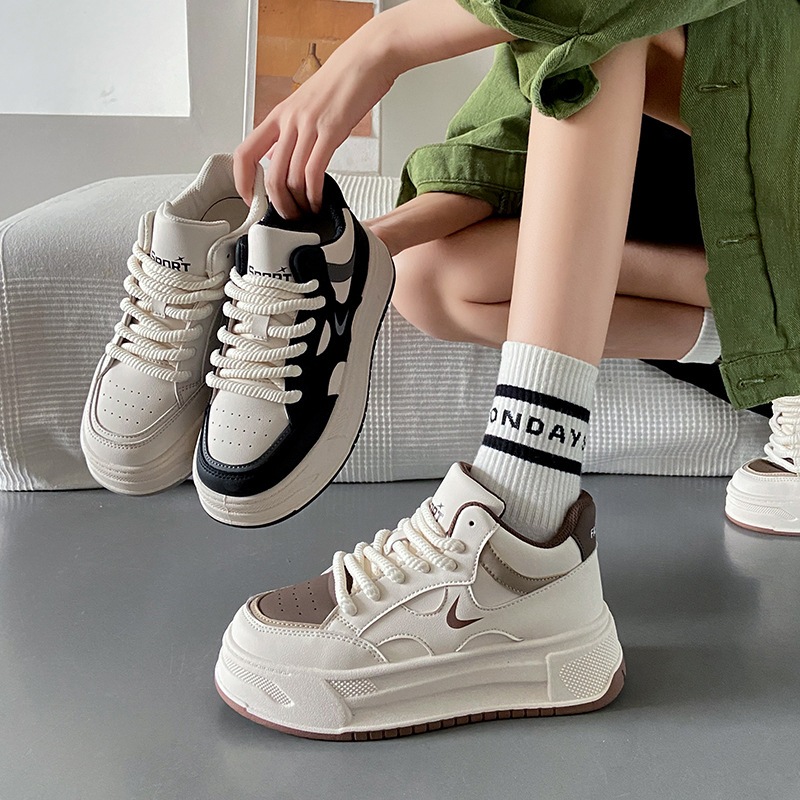 Giày Thể Thao Một Mảnh Thời Trang Năng Động⭐Merad Giày Bánh Mì Đế Dày Màu Nâu Phong Cách retro Mỹ Thời Trang Mùa Thu Mới Dành Cho Bạn Nữ