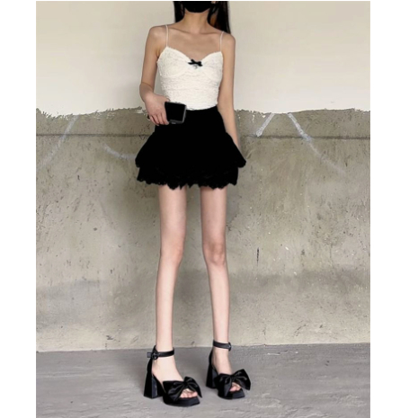 Facesun Giày Cao Gót Mary Jane Hở Ngón Đính Nơ Màu Đen Thời Trang Mùa Hè Cho Nữ