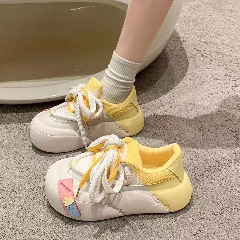 Giày Thể Thao Đế Dày Tăng Chiều Cao Màu Trơn Phong Cách Mới Cho Nữ