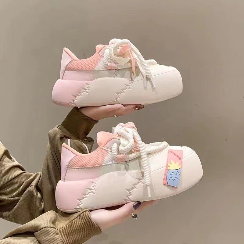 Giày Thể Thao Đế Dày Tăng Chiều Cao Màu Trơn Phong Cách Mới Cho Nữ