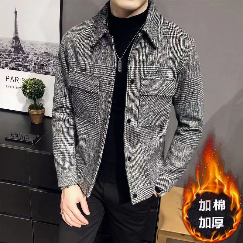 Áo Khoác Len Lót Lông Cừu Dày Ấm Áp Thời Trang Thu Đông 2023 Cho Nam