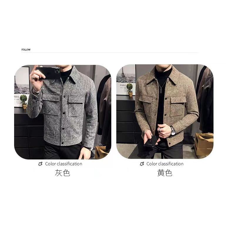 Áo Khoác Len Lót Lông Cừu Dày Ấm Áp Thời Trang Thu Đông 2023 Cho Nam