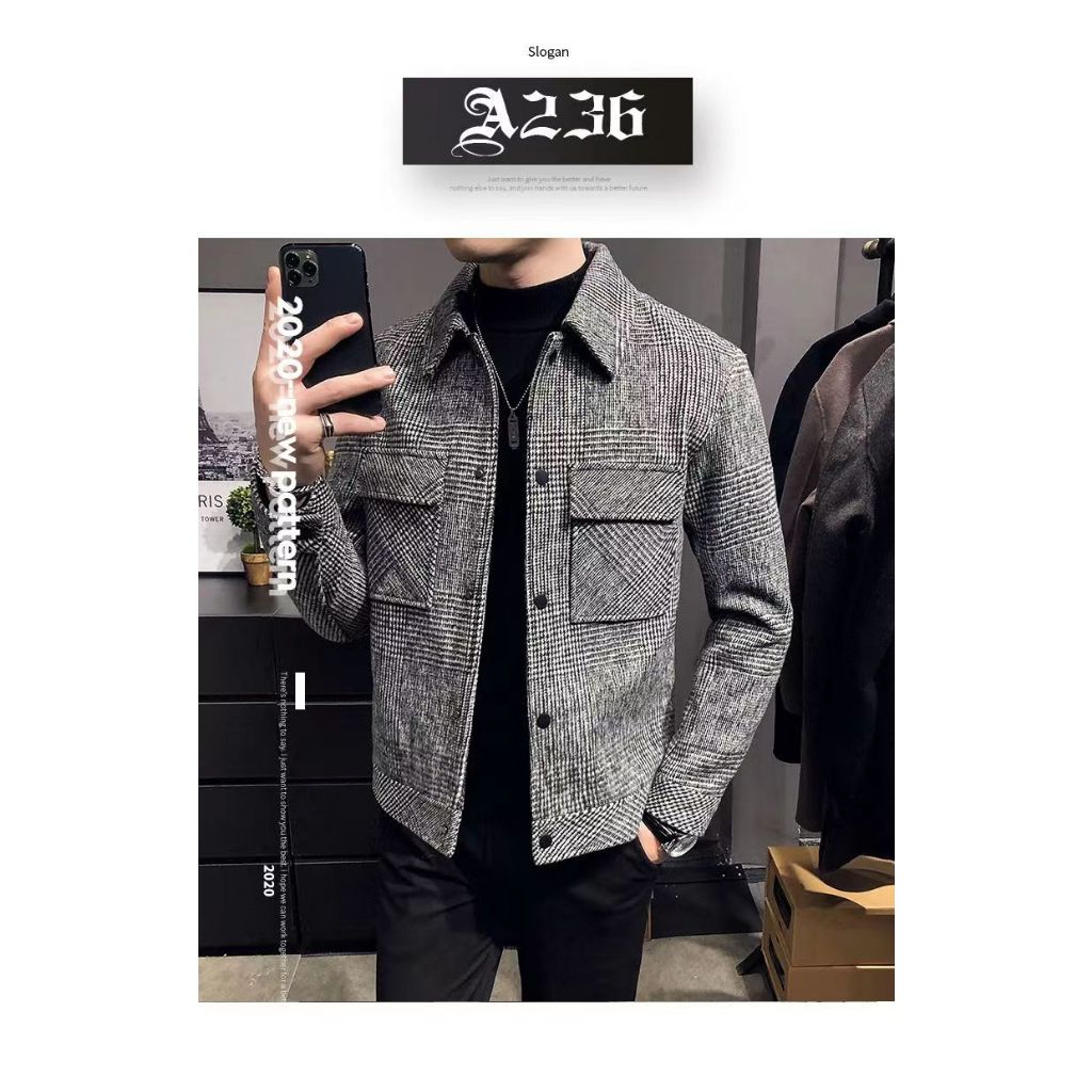 Áo Khoác Len Lót Lông Cừu Dày Ấm Áp Thời Trang Thu Đông 2023 Cho Nam