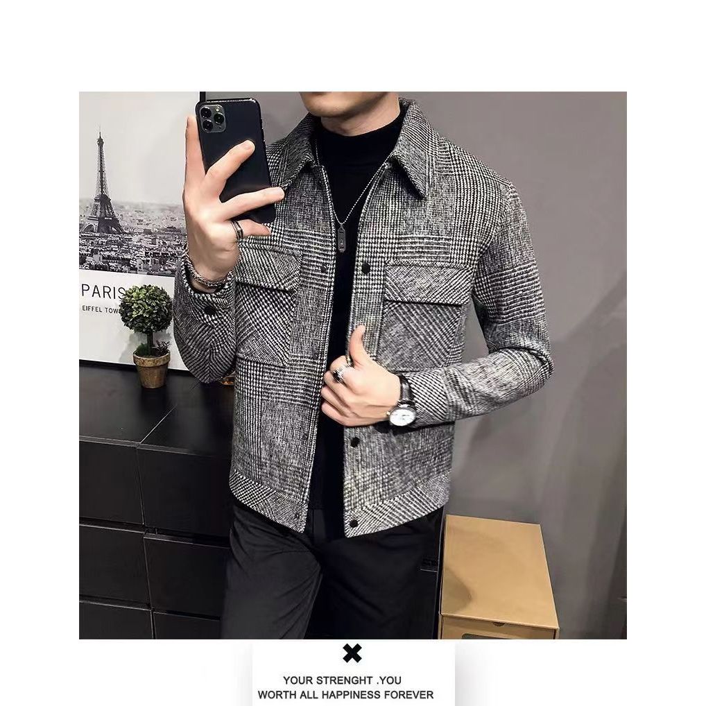 Áo Khoác Len Lót Lông Cừu Dày Ấm Áp Thời Trang Thu Đông 2023 Cho Nam