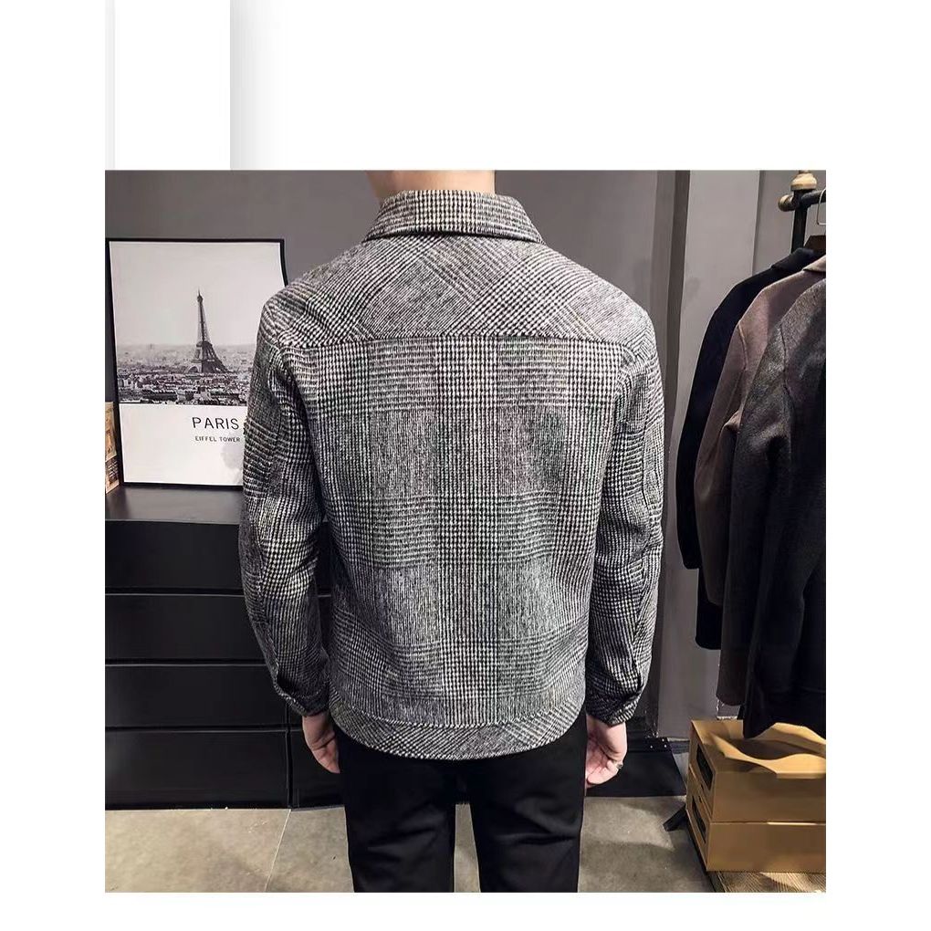 Áo Khoác Len Lót Lông Cừu Dày Ấm Áp Thời Trang Thu Đông 2023 Cho Nam