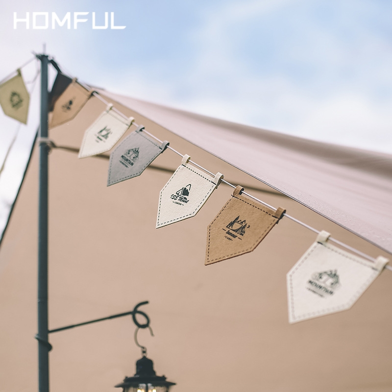HOMFUL Cờ cắm trại nỉ ngoài trời cờ cắm trại cờ năm cánh có thể điều chỉnh chiều dài khóa dây cắm trại cờ trang trí Giáng sinh
